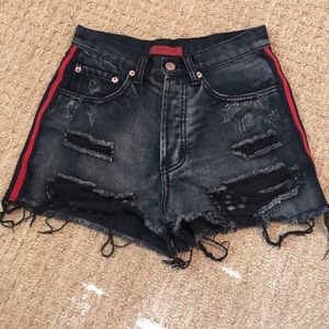Black ripped jean shorts